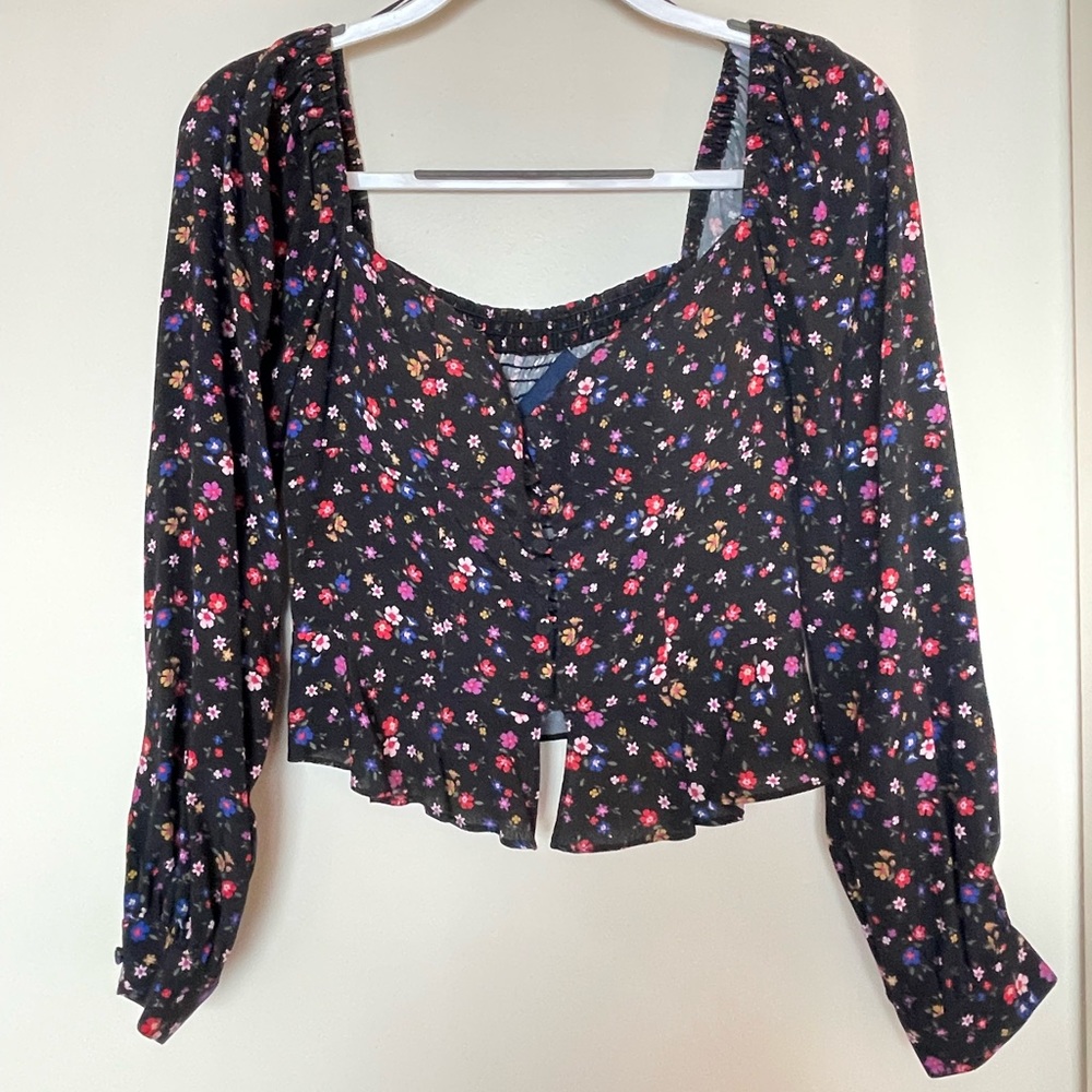 Button Front Black Top